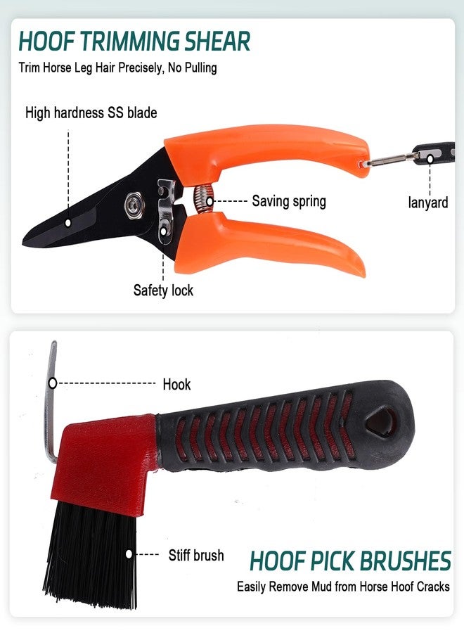 Epidioxi 14-inchHorse Farrier Tool Kit - 7pcs, Carbon Steel Hoof Nipper, Rasp File, Hoof Trimmers, 2 Brushes, Storage Bag & Gloves for Horse, Goat, Pig, Donkey - Image 5